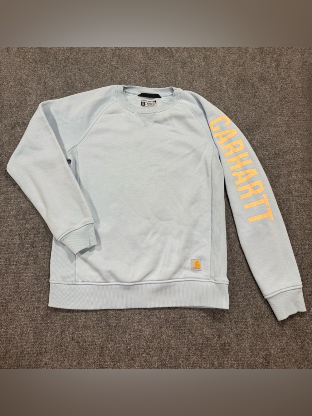 Carhartt Women's Blue Logo Relaxed Fit Crewneck Sweatshirt Size Medium